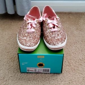 Pink Kate Spade glitter Keds